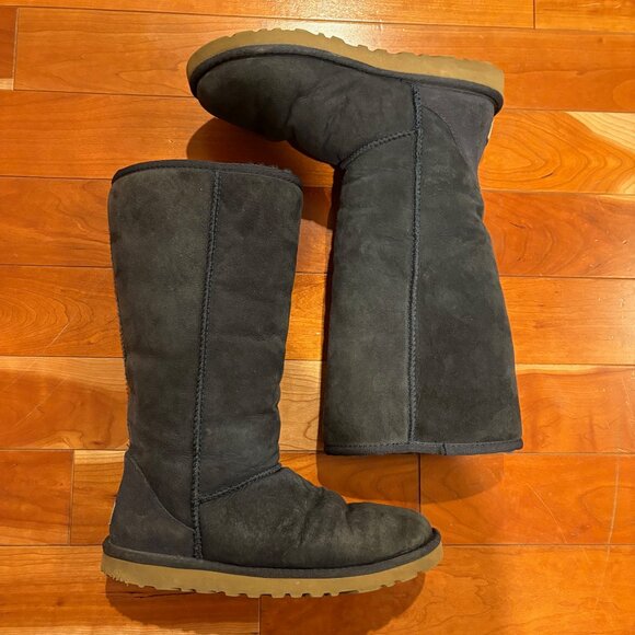 UGG Australia Classic Tall Navy Suede Boots Sheepskin Women's 8 Style 5815 - Picture 1 of 12